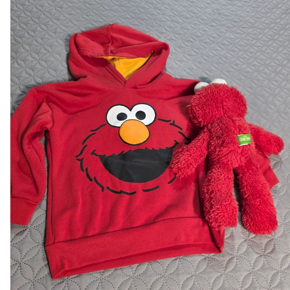 Sesame‎ Street Elmo Red Graphic Fleece Pullover Hoodie Kids Size 2T/ElmoPlush - Picture 6 of 9